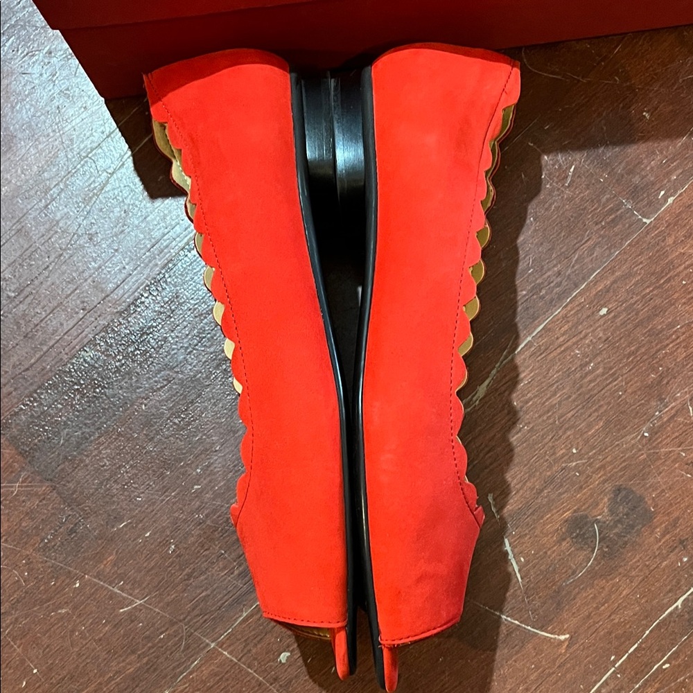 Vaneli Red Scalloped Flats - Picture 5 of 13